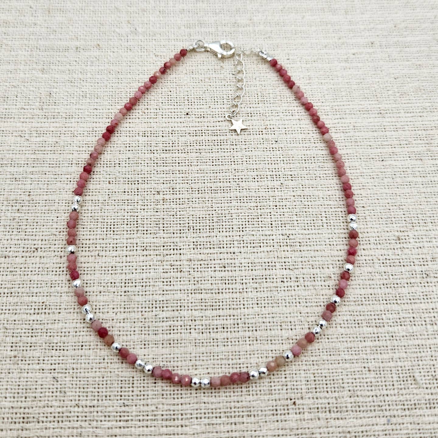 Anklet  Rhodonite & Sterling Silver Findings | So Silver