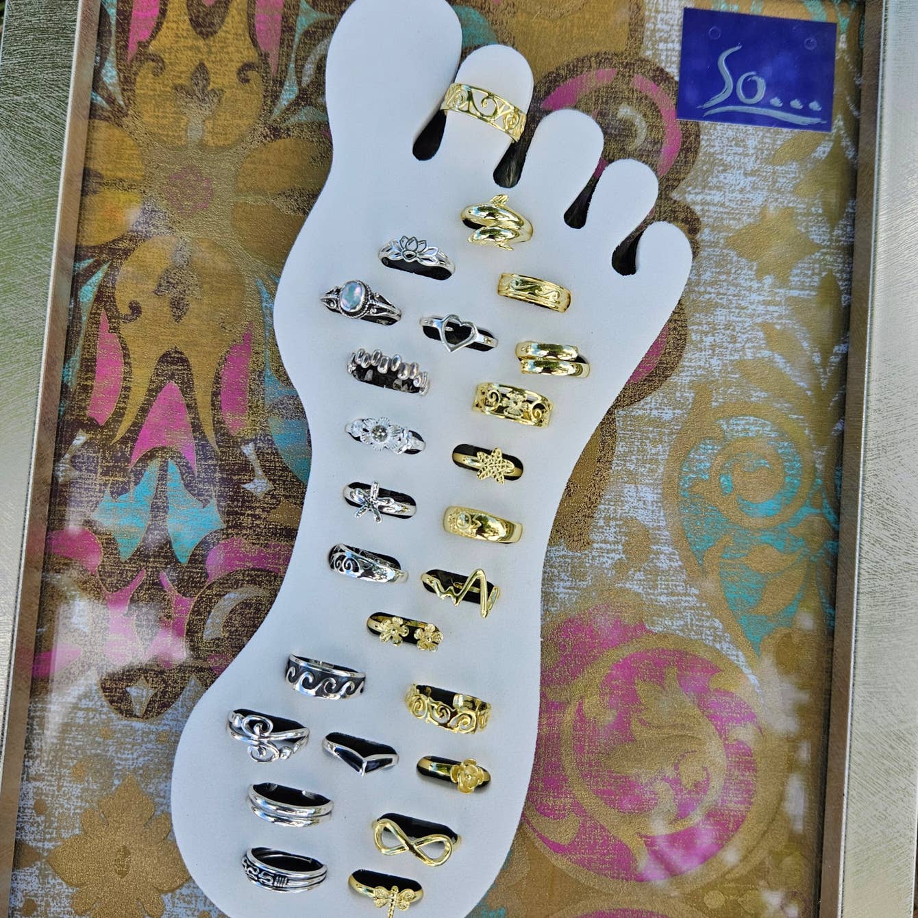 36 Silver & Gold Plated (over silver)Toe Rings with display