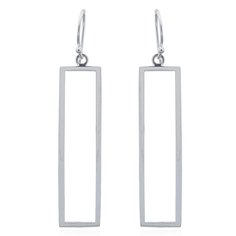 Rectangle drop Earring in Sterling Silver | So Silver