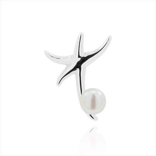 Sterling Silver Star Fish Pendant with 9mm Pearl | So Silver