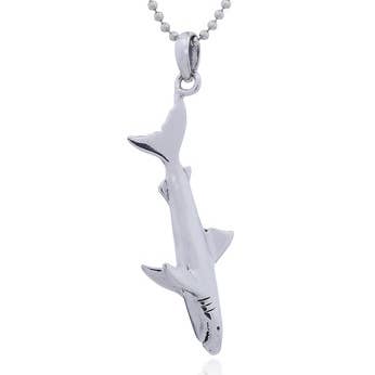 Shark Pendant High Polish 925 Sterling Silver | So Silver