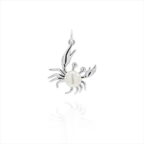 Sterling Silver Crab with Pearl Pendant | So Silver