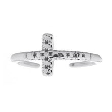 925 Silver Perforated Christian Cross Toe Ring